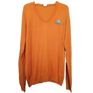 NFL Garan Miami Dolphins Orange Embroidered V-Neck Long Slv Sweater XL Tall VTG